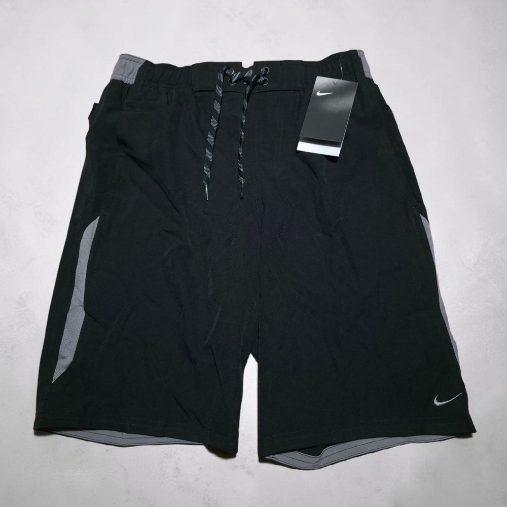 Nike Water Repel Black Lined Swim‎ Drawstring Shorts Mens Size Small Brand New